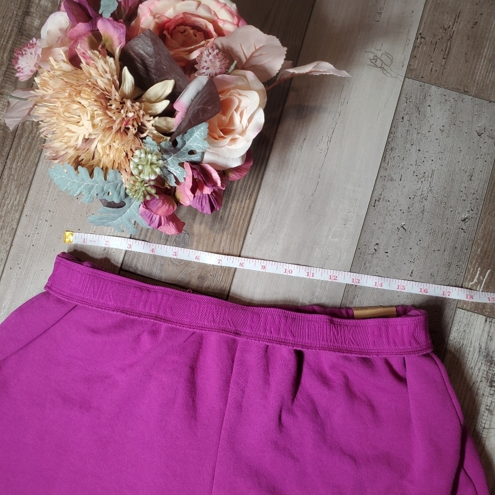 NWT PINK Victoria's Secret Dahlia Magenta Pink Foldover Sweat Shorts Size XL - Picture 9 of 16